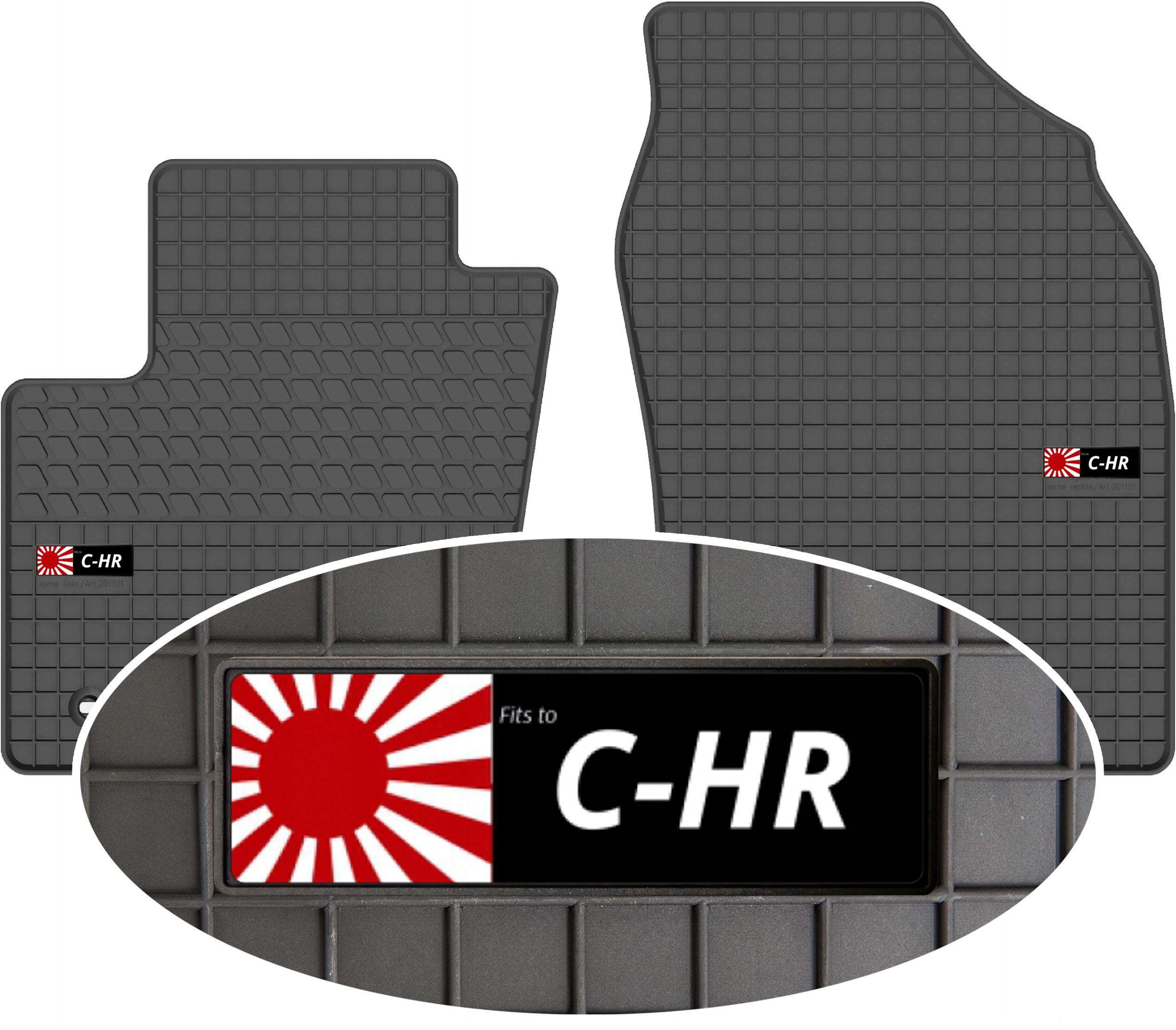 Toyota C-hr Crossover 2017- Dywaniki Motohobby Przód Emblemat