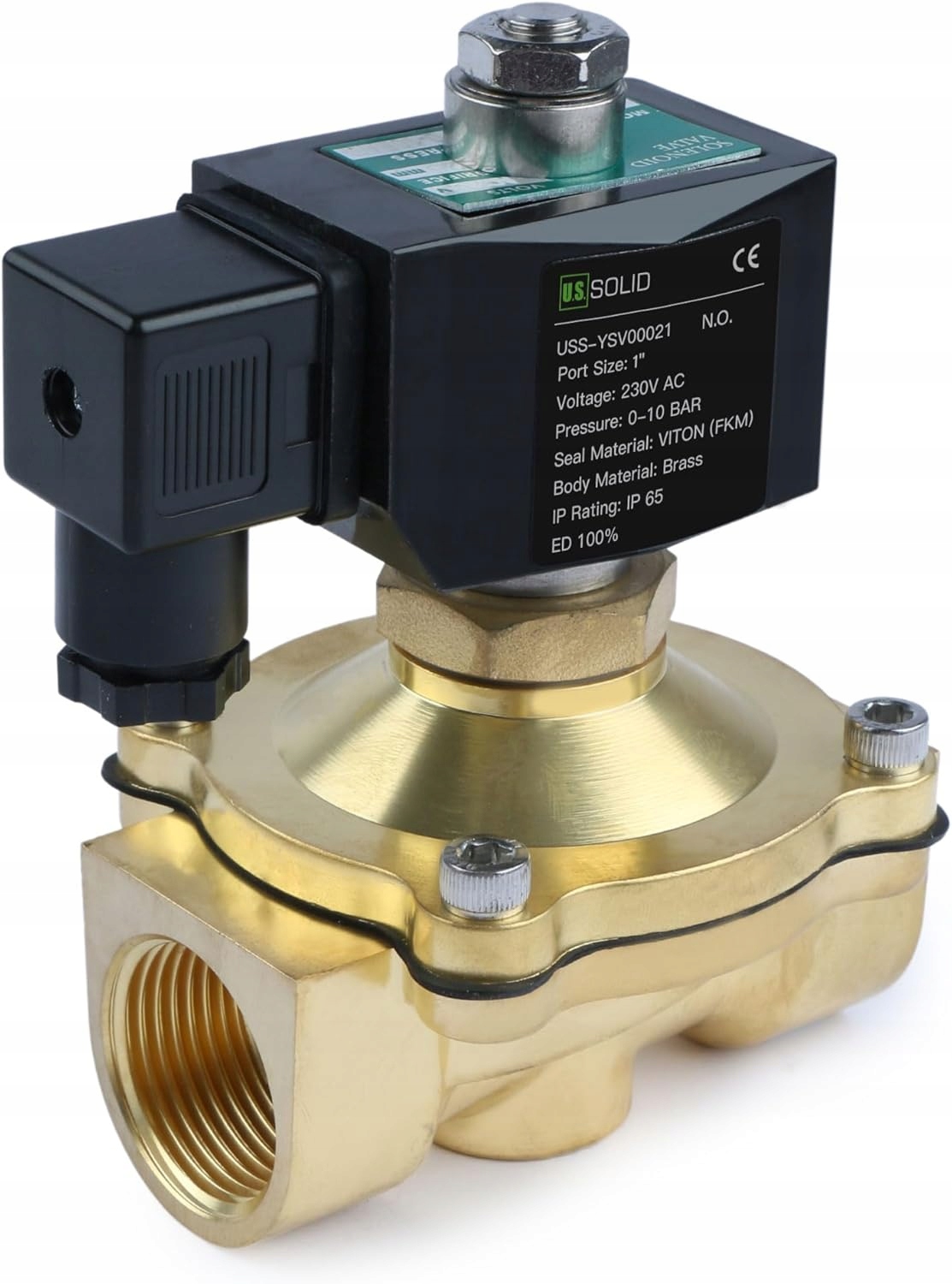 Elektromagnetický ventil Solid Viton, otvorený, mosadzný, 10 bar, 1" 230 V Ac