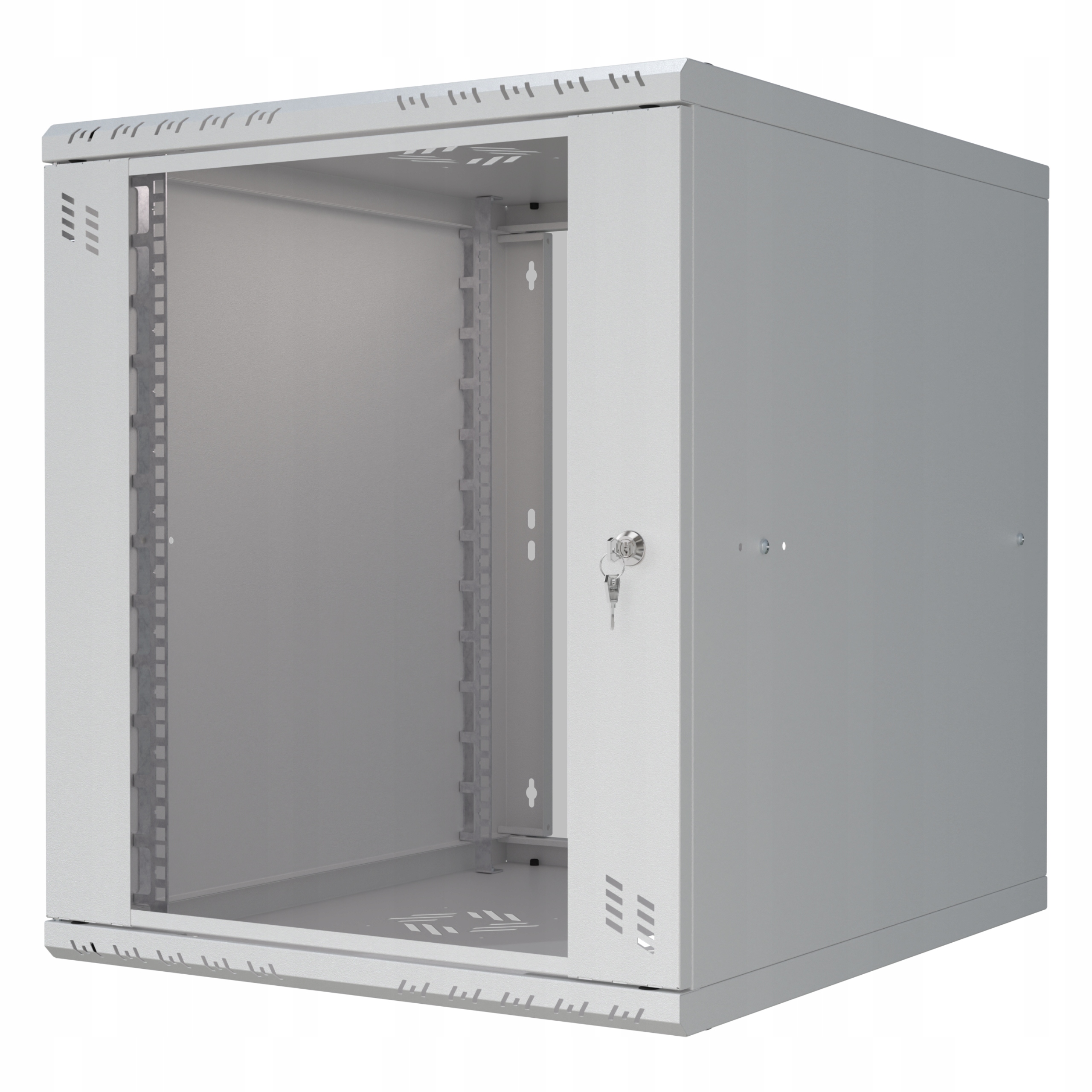 Nástěnná serverová Skříň Rack 19" 12U 600mm dveře se skleněnými šedými dveřmi Stalflex