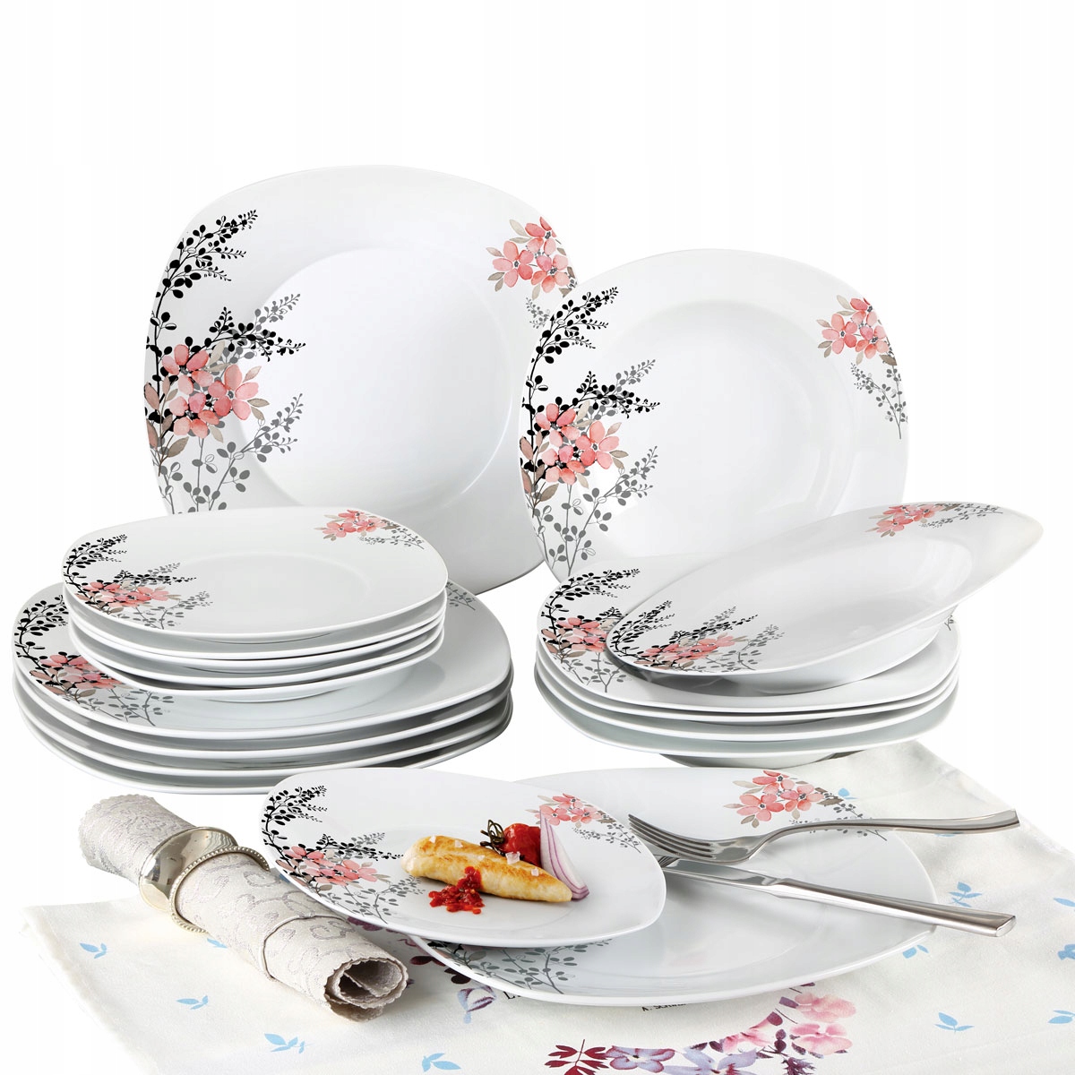 

Komplet Talerzy Serwis Obiad Porcelana 18el 6 osób