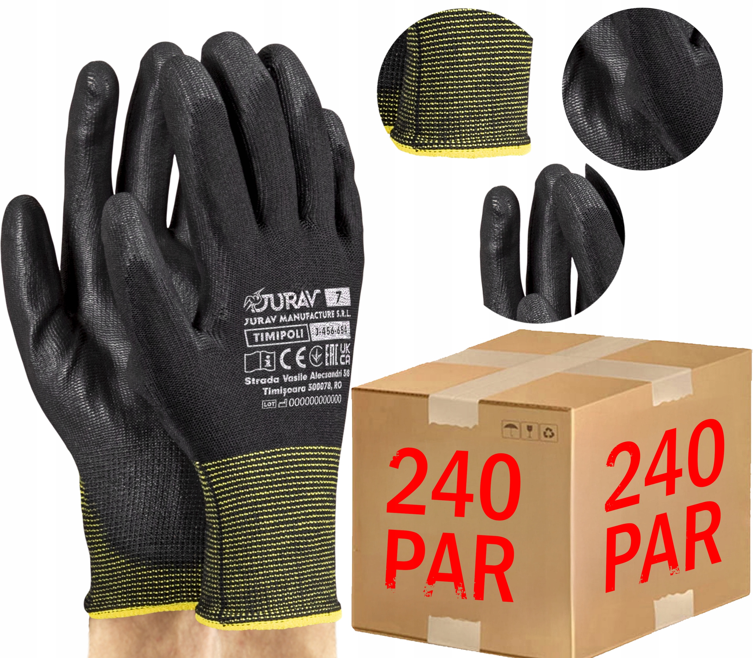 Levně Rukavice S Stahovacím Páskem Pro Dílenskou Poliuru Pro Práci J-timipoli BB7 240 Párů