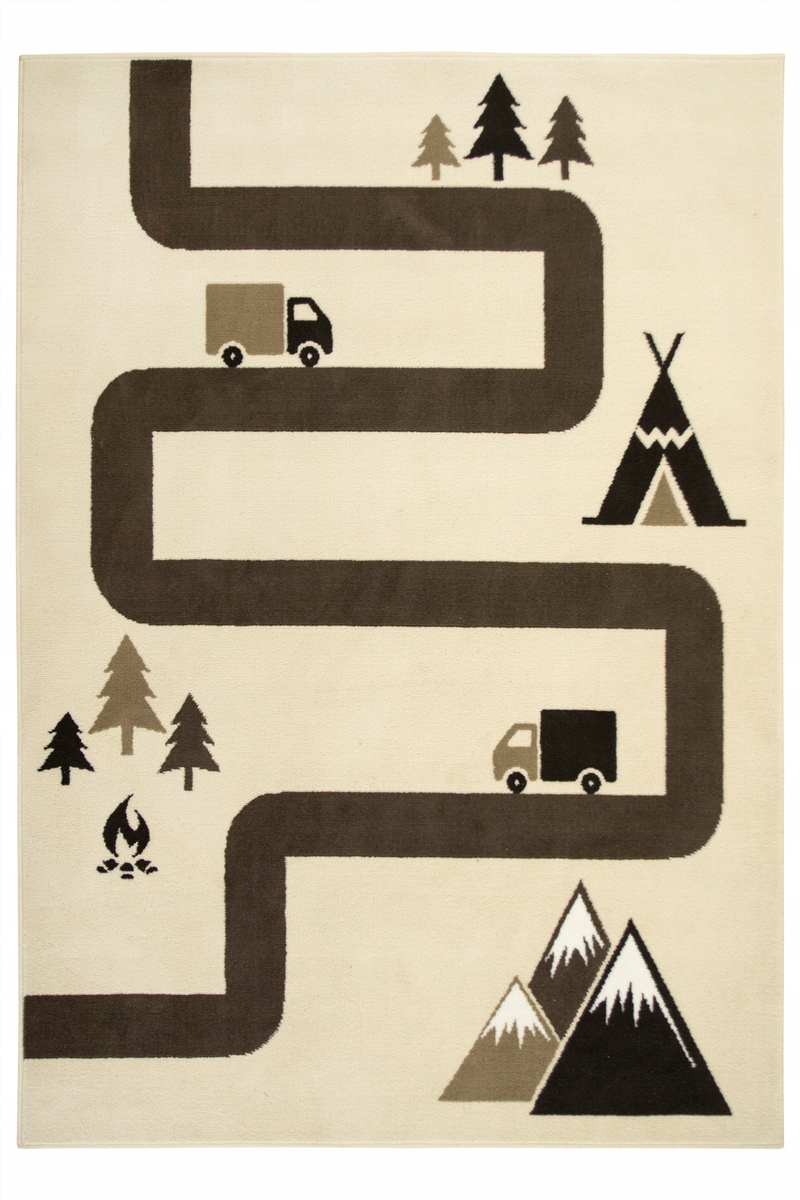 

160x225 cm Dywan Dla Dzieci Samochody Góry Las Beż