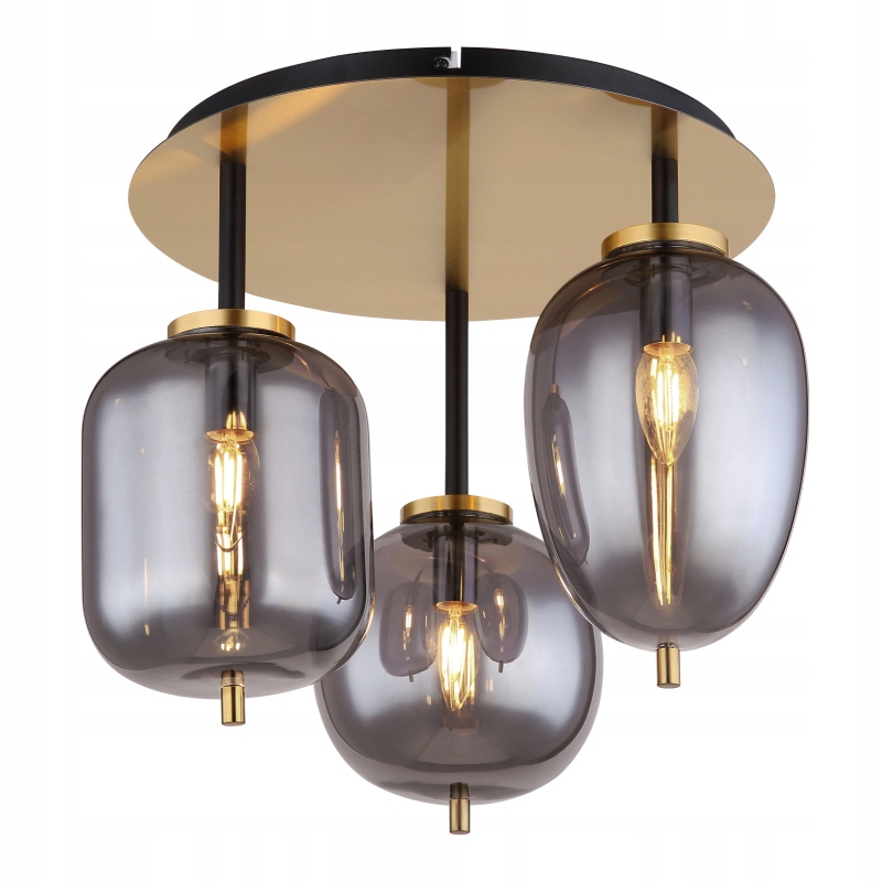 Stropná lampa stropné svietidlo Blacky čierna zlatá dymové sklo elegantná