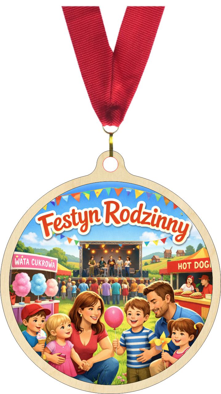 Dřevěná medaile se vzorem 6 cm Pamětní medaile Rodinná slavnost Stuha