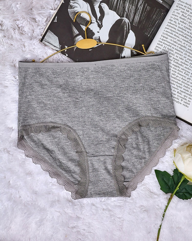 4x KLASYCZNE MAJTKI FIGI BAMBUSOWE Z WYSOKIM STANEM PRĄŻKOWANE 2/3XL Linia plus size (duże rozmiary)