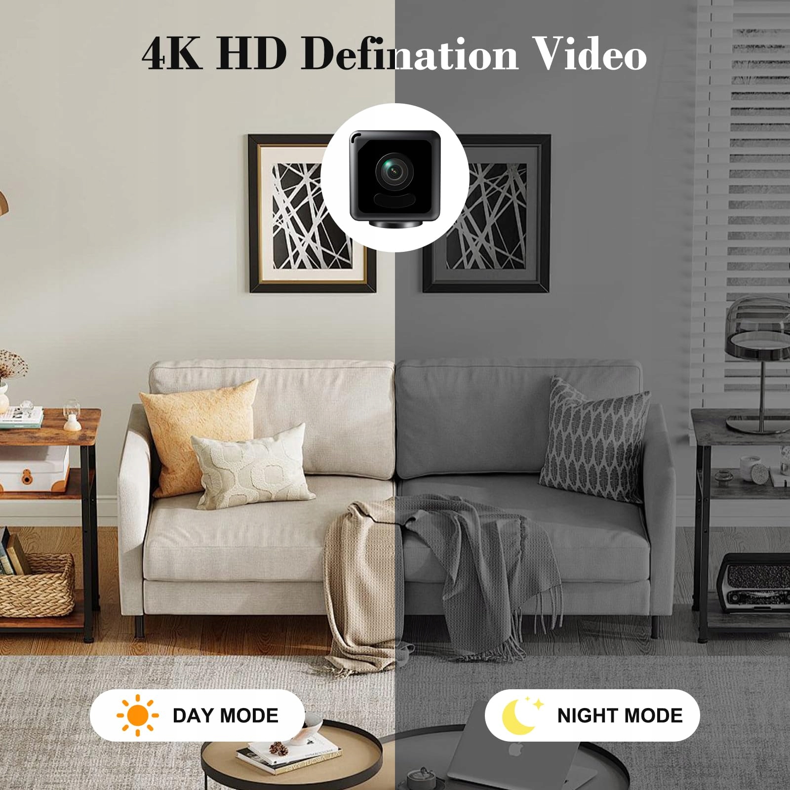 EKJANEPE Mini Kamera 4K WLAN Do Monitoringu Wnętrz Z Detekcją Ruchu — miniatura 4