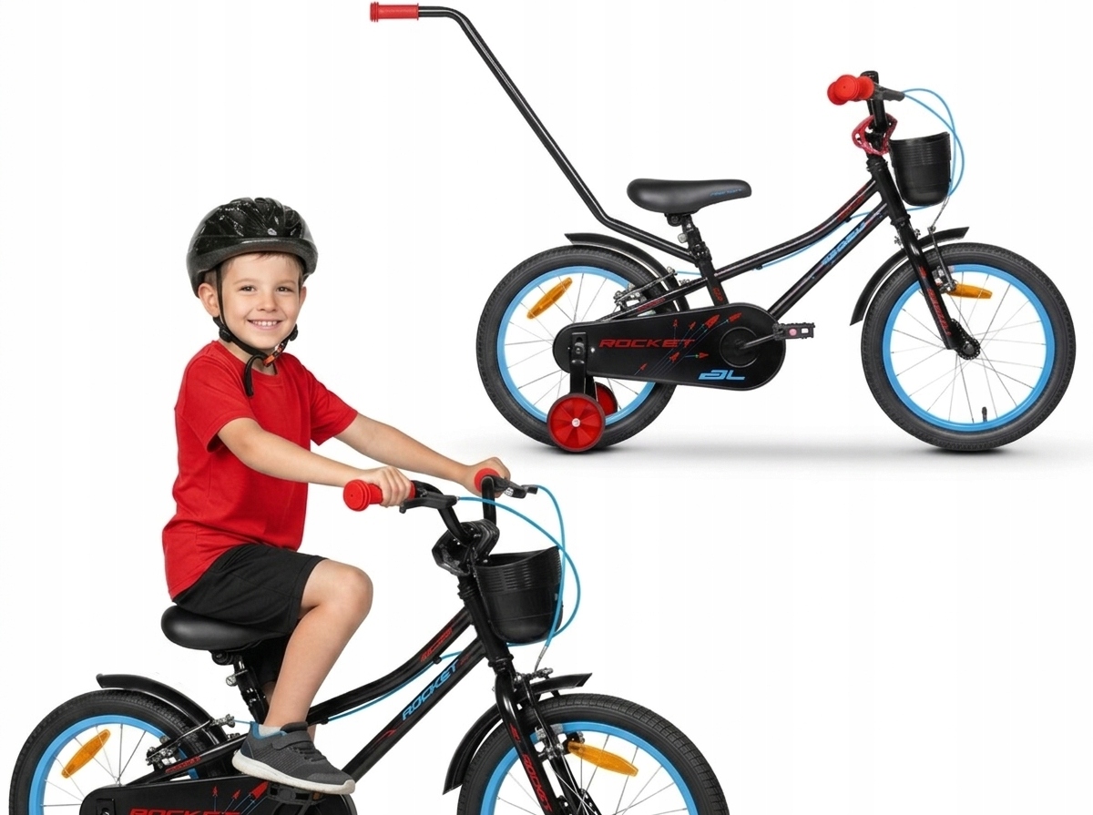 Rower Dziecięcy Rowerek 14 Cali Dla Chłopca Prowadnik Koła Boczne Tabou