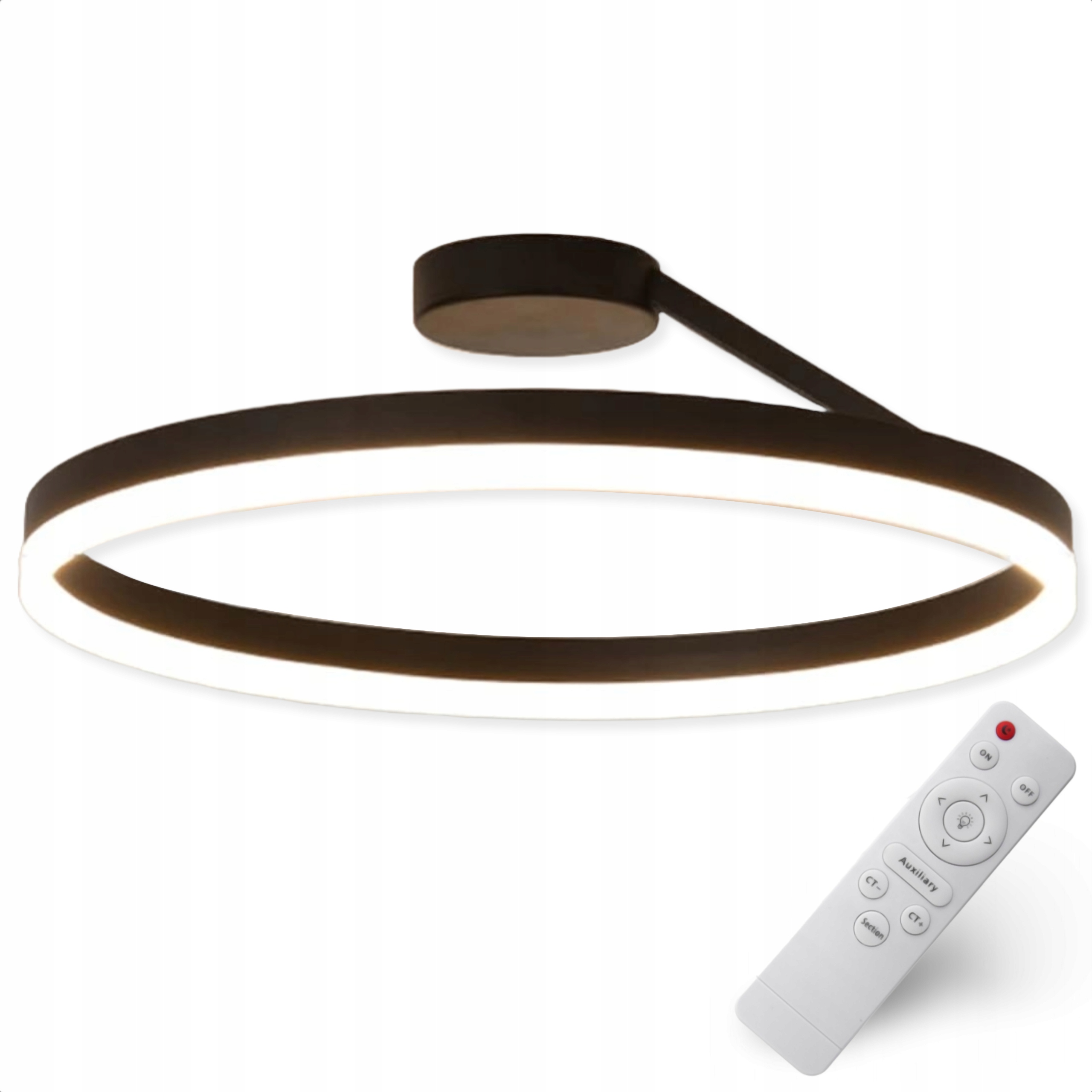 Lampa Sufitowa Czarna Plafon Led Ring Do Salonu Nowoczesna 50 CM Pilot