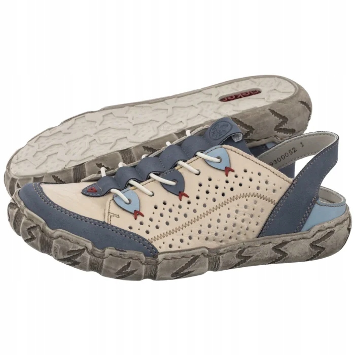 Kožené dámské sandály Rieker Béžové L0375-91 Béžová Kombinace