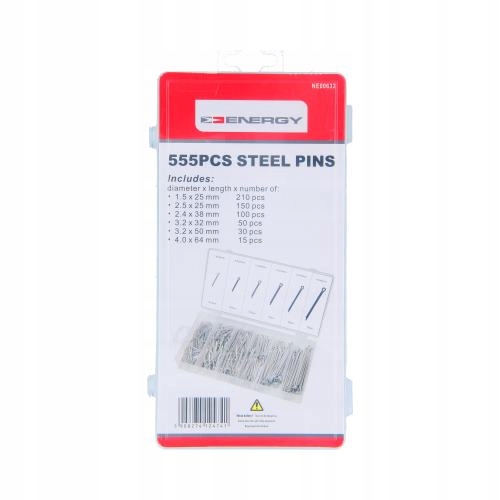 СТАЛЬНЫЕ ШПЛИНТЫ 555 ШТ. В ЯЩИКЕ