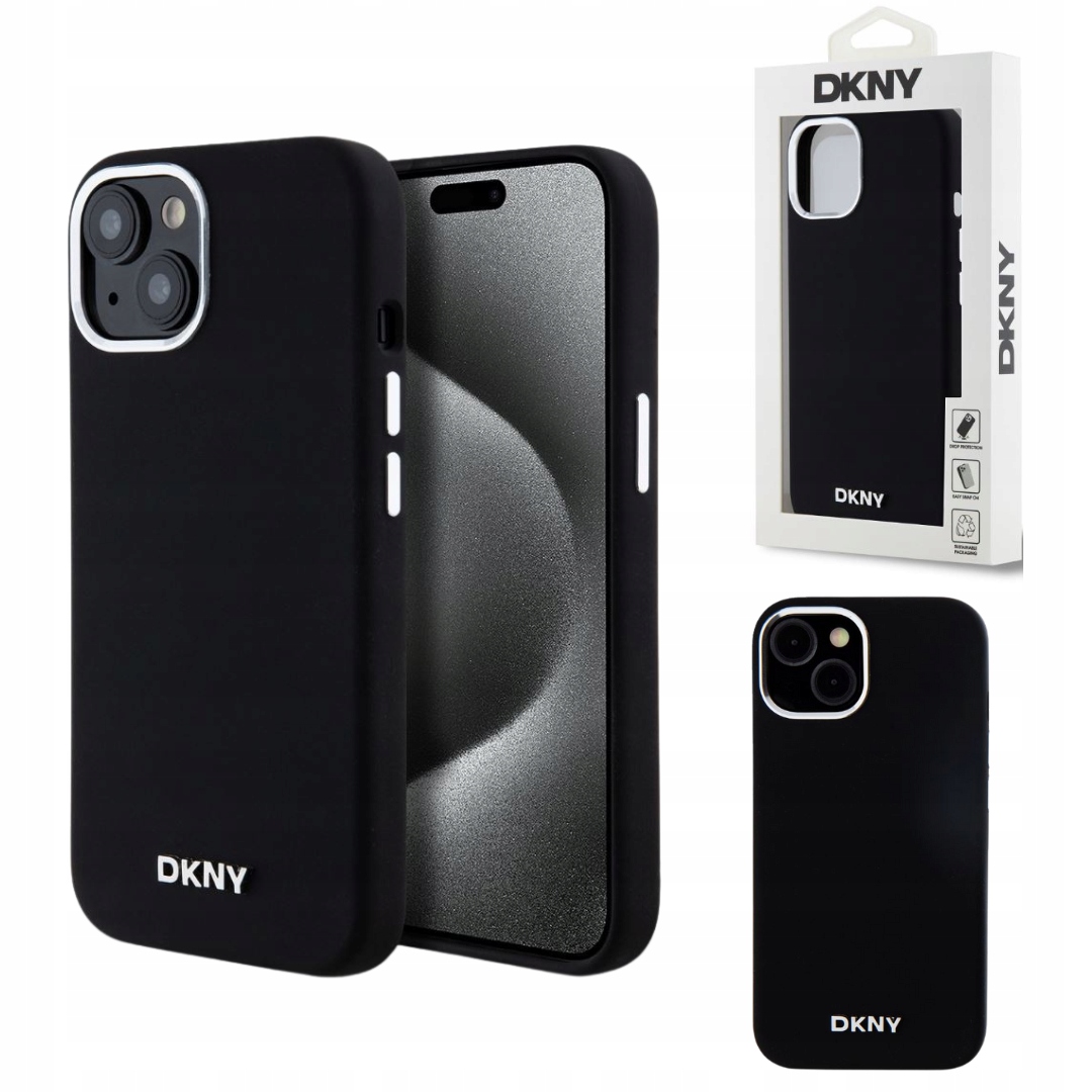 Pouzdro Dkny Liquid Silicone Metal Logo MagSafe pro Apple iPhone 15, černé