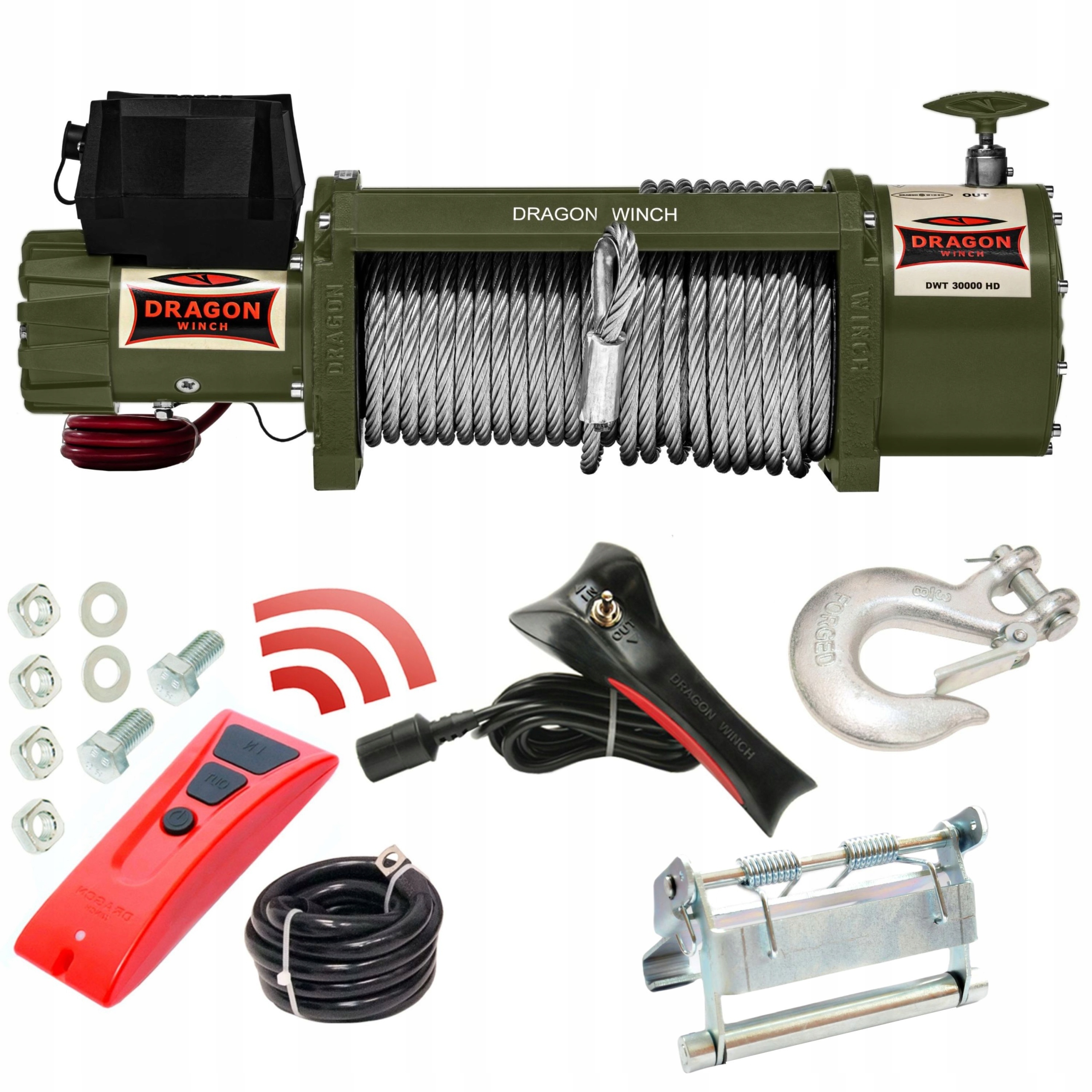 Dragon Winch Navijak Truck Dwt 30000 Hd 24V 30 m Oceľový 13,7T Traktor
