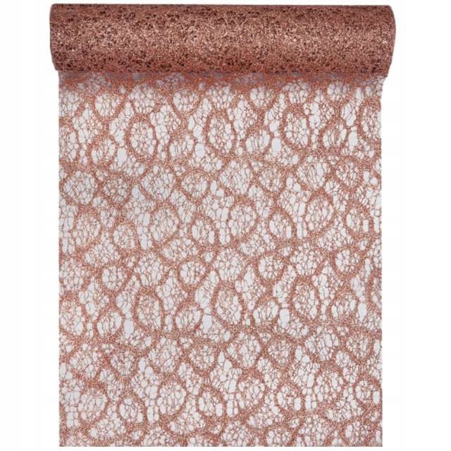 

Bieżnik organza na stół Koronkowy rose gold 500cm
