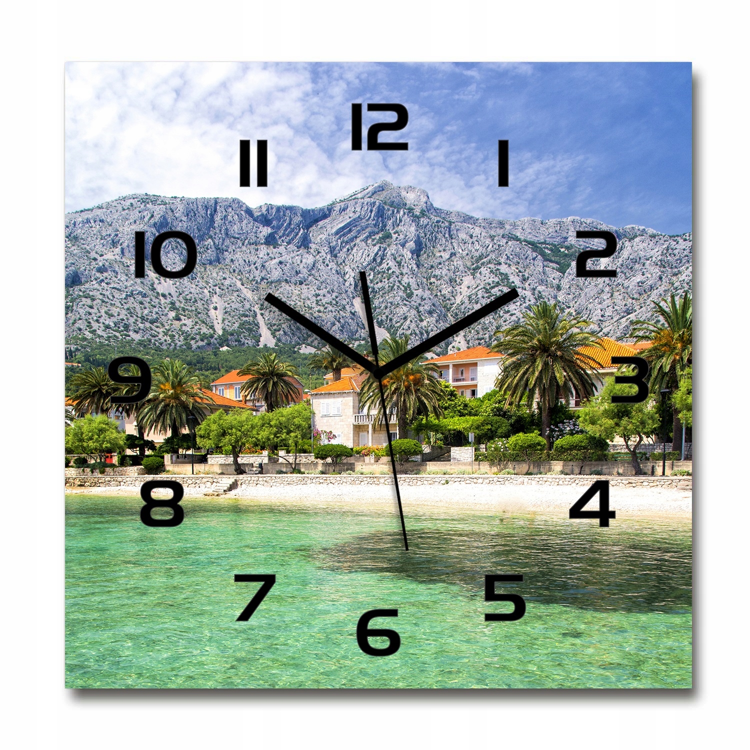 

Nowoczesny szklany zegar Plaża w Chorwacji 60x60cm