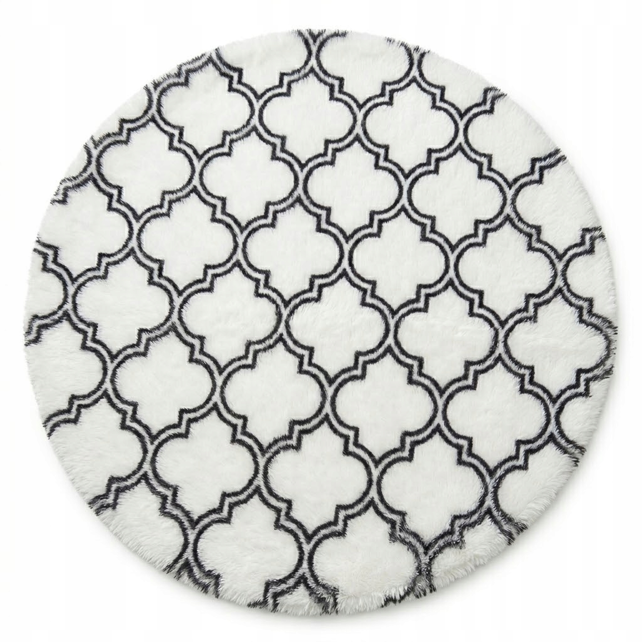 Koberec Shaggy Kulatý 160 CM Plyšový Měkký Bílý Do Ložnice Kožešinový Tlustý