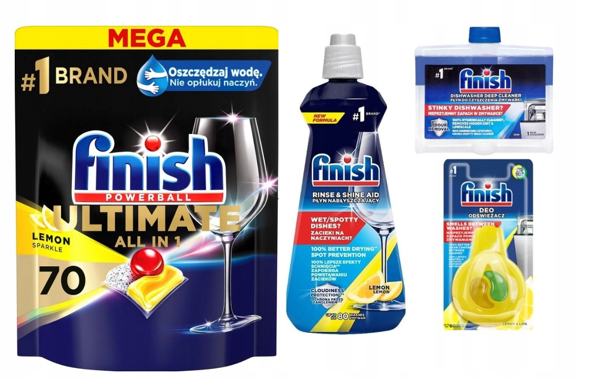 Levně Sada Finish 70 kapslí, leštidlo, osvěžovač čisticího prostředku