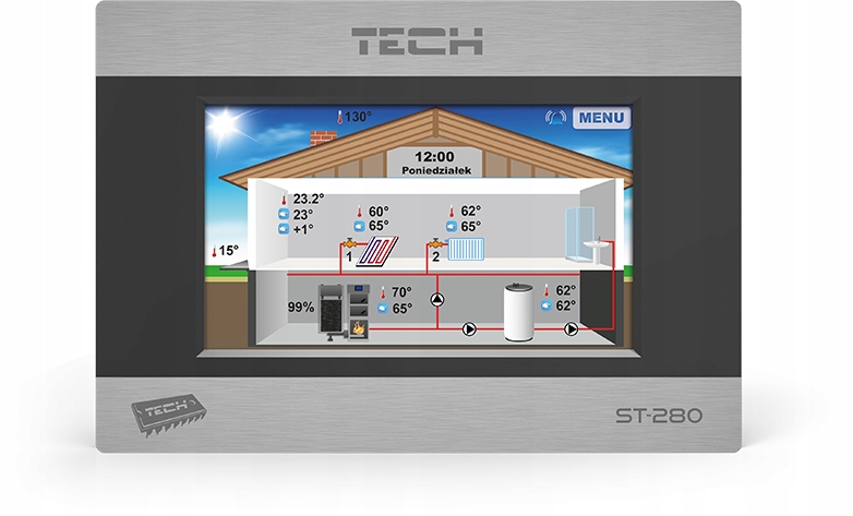 Tech Izbový Ovládač ST-280 S Komunikáciou Rs, Čierny