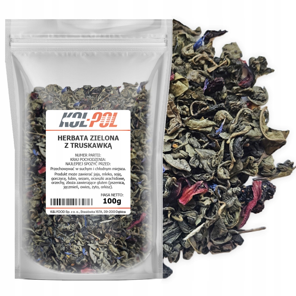 Levně Čaj Zelená Jahoda 100 g Ovocná listová přírodní kvalita Kol-Pol