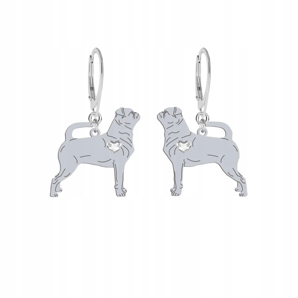 Stříbrné Náušnice s Gryfonem Brabantským 925 Žena Věnování Gravírování Bonus