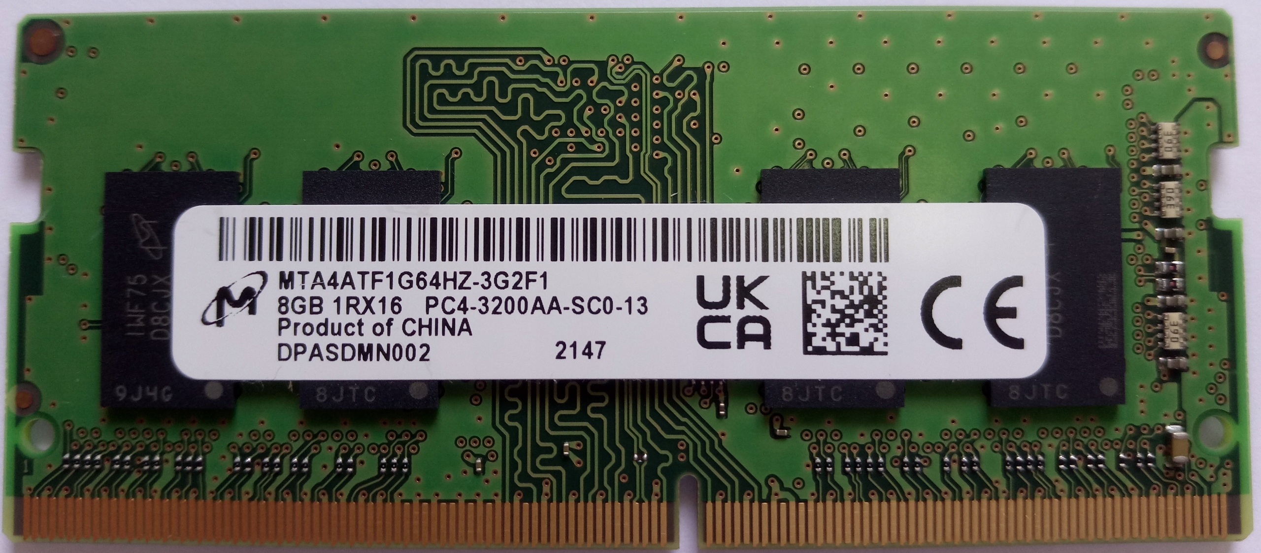 Pamięć Ram Micron do laptopa Sodimm DDR4 8 Gb 3200 MHz CL22 1.2V