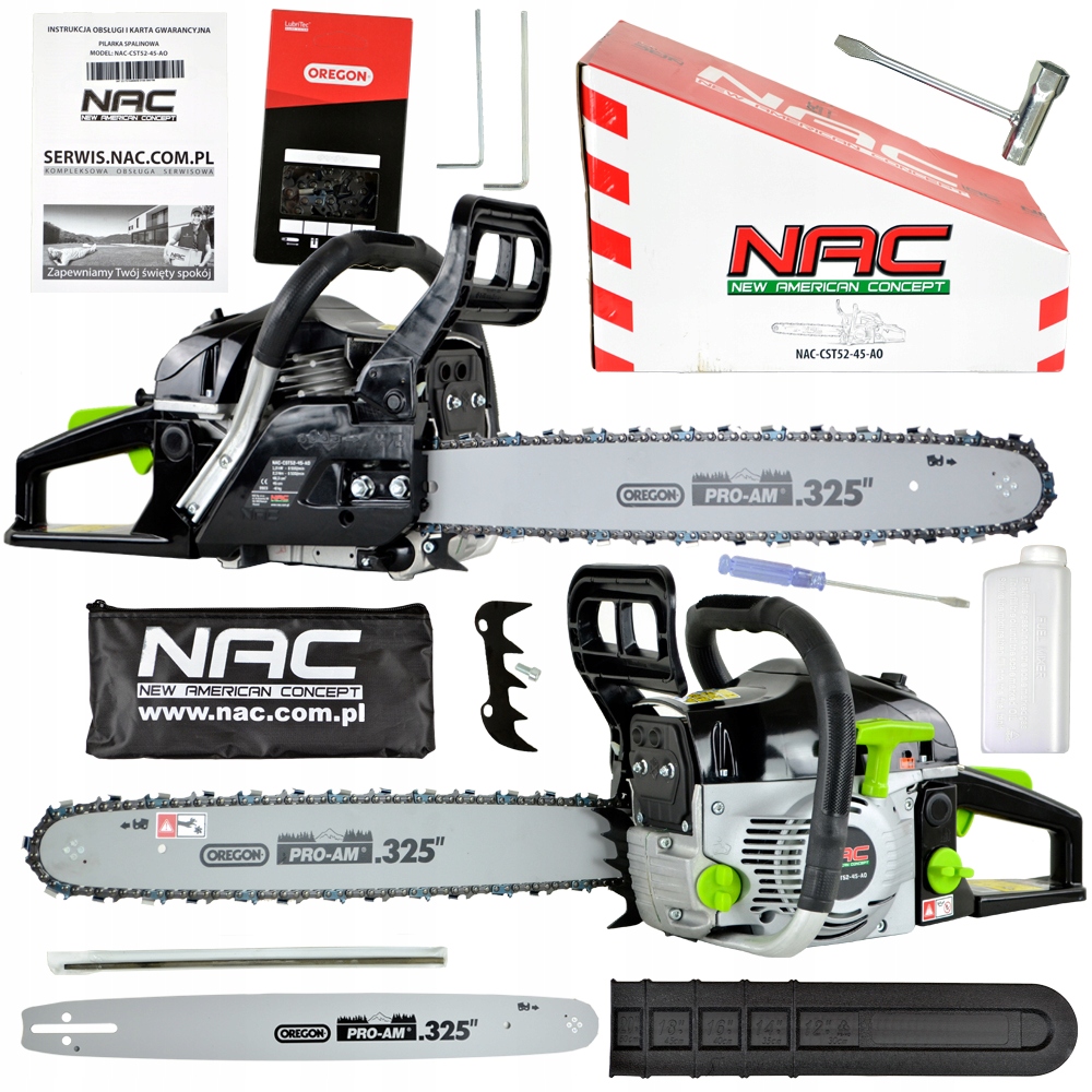 Piła Spalinowa Pilarka Nac Moc 3 Km Prowadnica I Łańcuch Oregon 45 CM Mocna