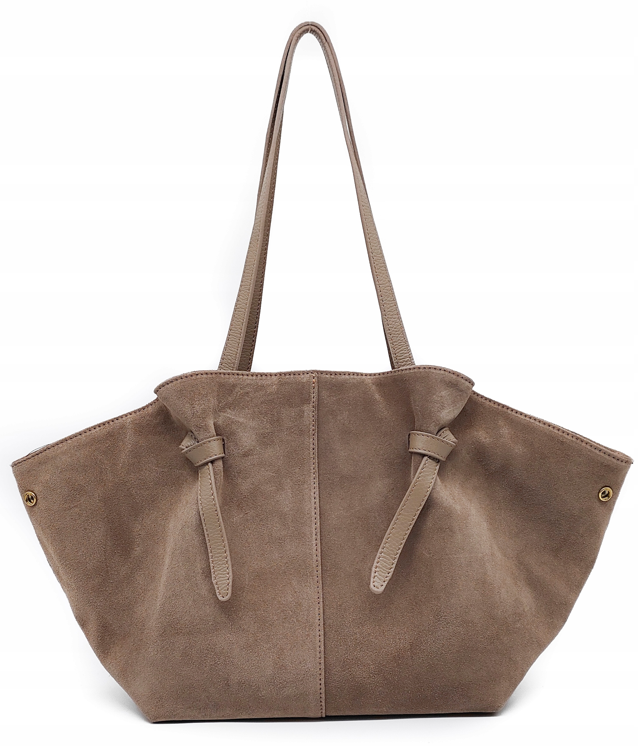 Torebka shopper zamszowa Laura Biaggi beżowa taupe torebka zamsz naturalny