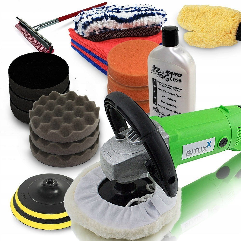 Komplet do polerki samochodowej 1500w z akcesoriami w zestawie