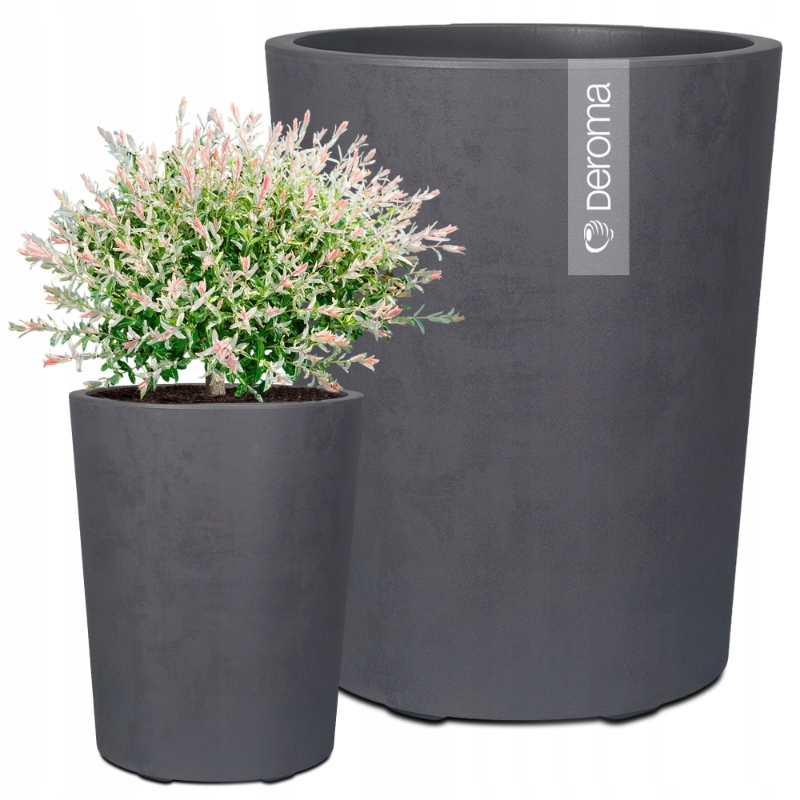 Donica Doniczka Okrągła Deroma Efekt Betonu 43,5CM Millennium Antracyt