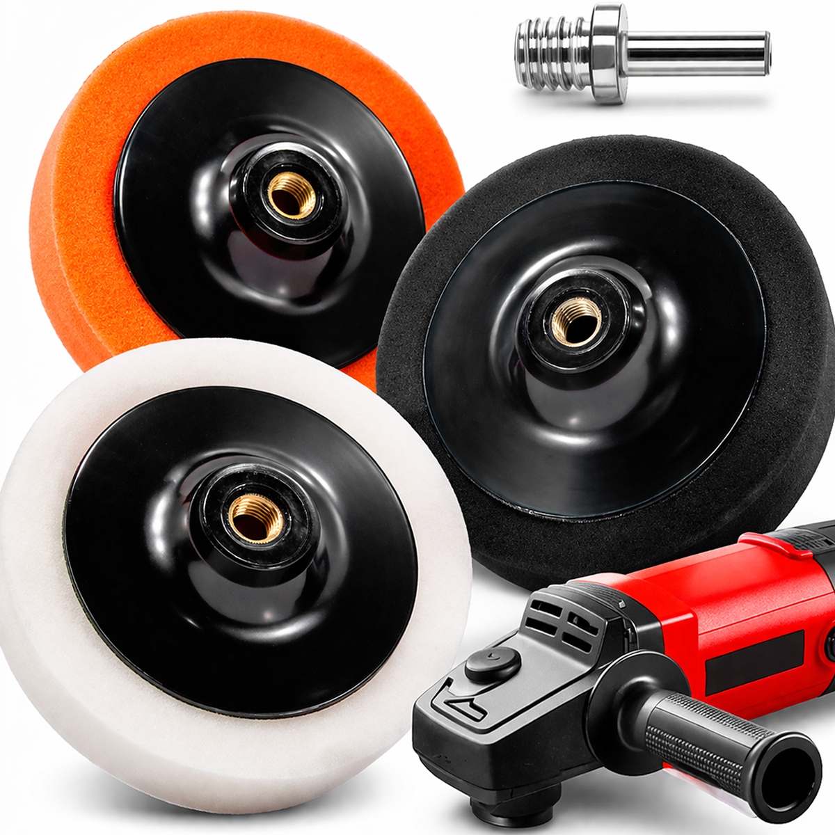 Zestaw 3 Gąbek Polerskich Pady Na Polerkę Adapter Wiertarkę Gąbki Polerskie