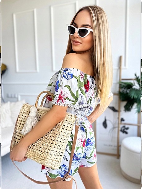 Letni KOMBINEZON DAMSKI modne kolorowe wzory Rozmiar S/M