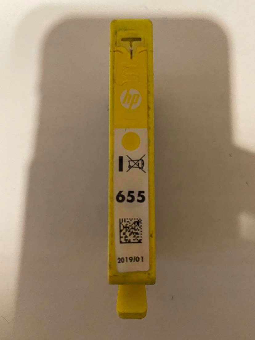hp wkład tusz 655 yellow cz112a oryginał pusty