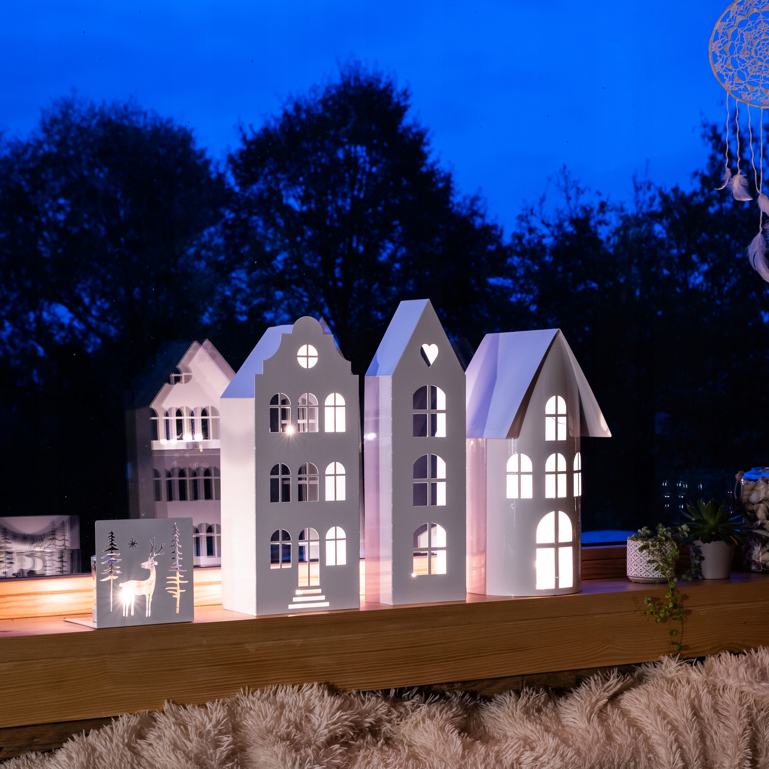 DOMEK LAMPION NA LED SWIECE LATARNIA LOFT BIAŁY OZDOBA DO OGRODU LAMPIONY Rodzaj lampion