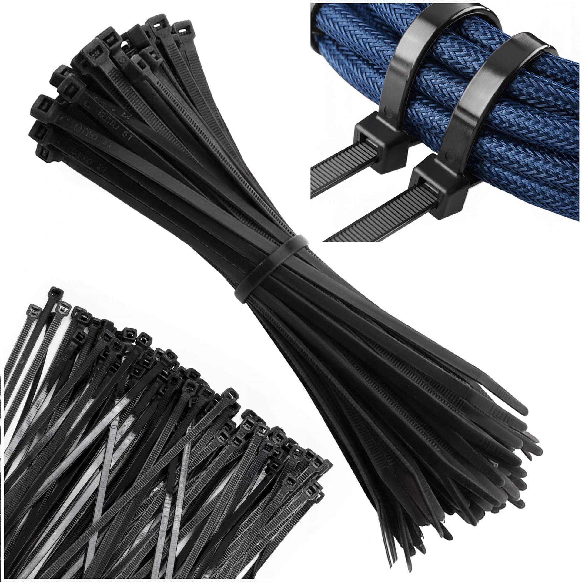 Opaski Zaciskowe Trytki Uniwersalne Kablowe Czarne Mocne Zestaw 150mm x100