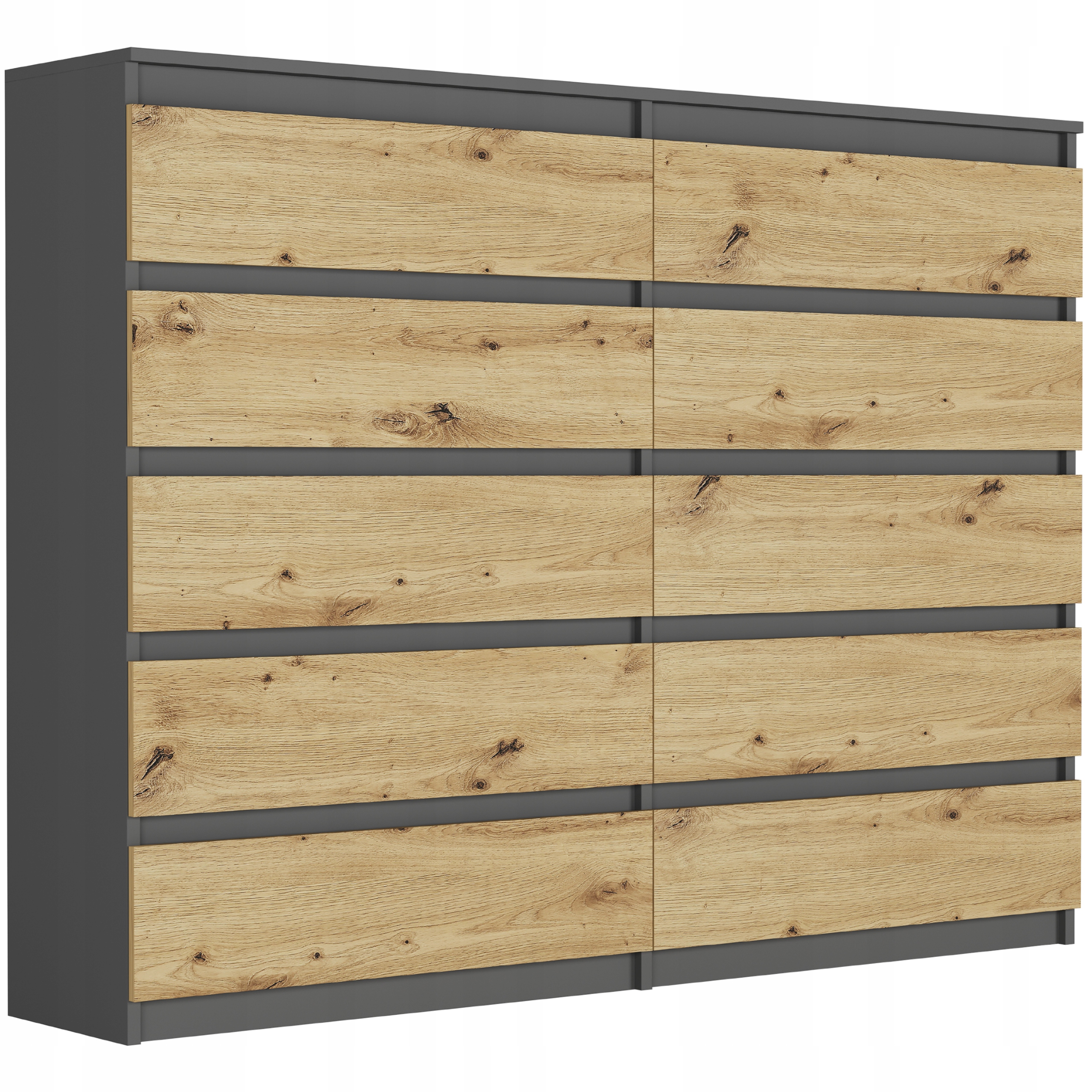 Moderní Komoda 160 Skříňka 10 Zásuvek R-160-S10 Antracit MIX Artisan