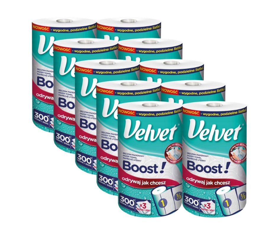 Velvet Kuchyňský ručník Boost 150 listů, 3vrstvý, 10 Ks