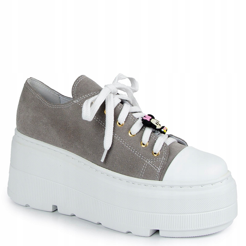 Laroni 3479 Kožené Tenisky Na Silné Podrážce Šedo-bílé 41