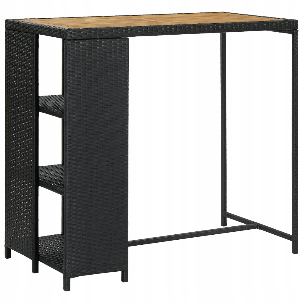 Barový stolek s úložným regálem černý 120x60x110 cm polyratan Černý 313478