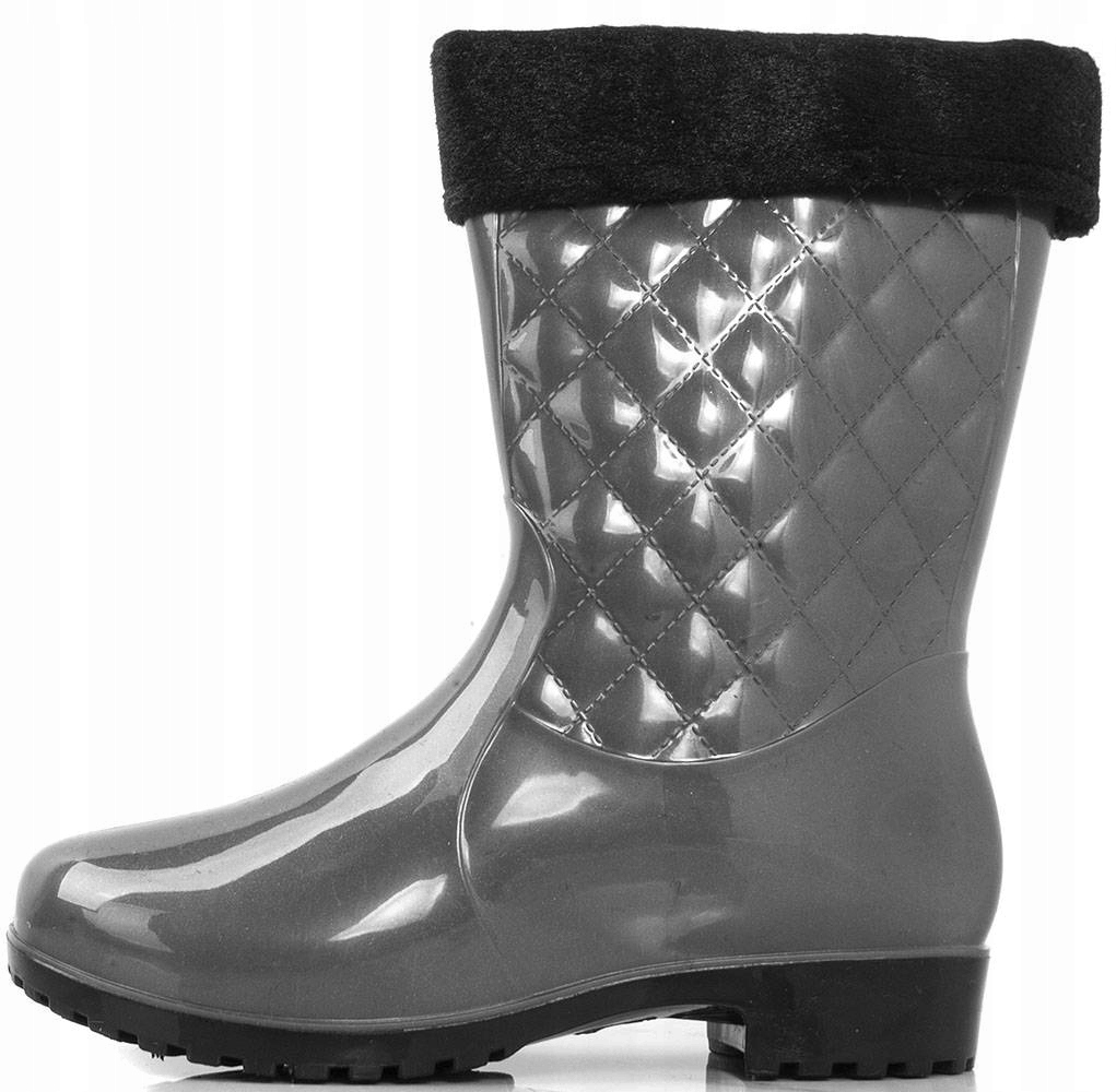 6128 SZARE OCIEPLANE PIKOWANE KALOSZE BOTKI 37 Marka Vices