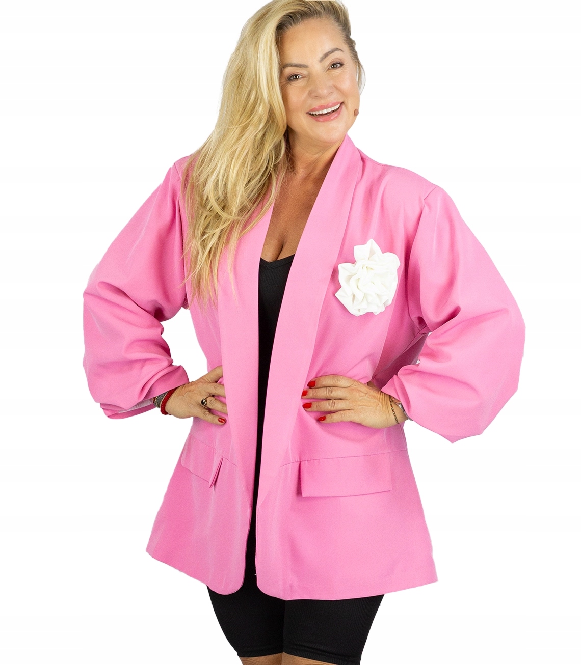 Sako oversize s odnímatelnou růží a nařasenými rukávy Rosa unisize