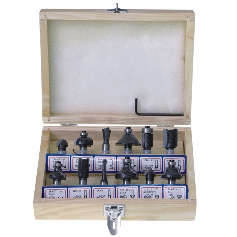 Sada Tvarových Fréz Na Dřevo S Karbidem 12 Ks Pro Frézku