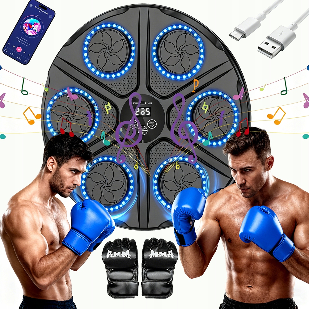 Bluetooth Hudební Boxovací Deska 12 Režimů S Led Displejem Usb