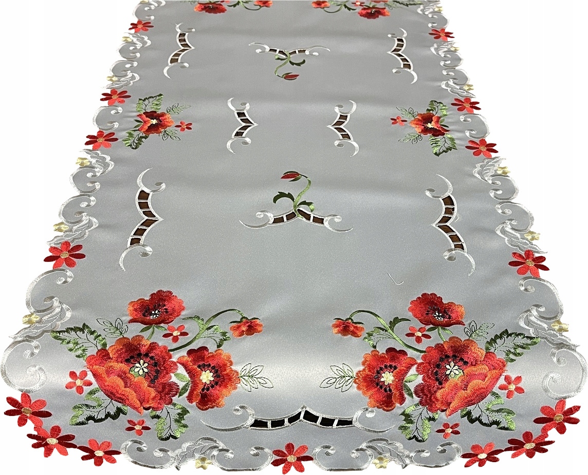 

Bieżnik Na Stół Szary 80x140 Dekoracyjny Kwiaty