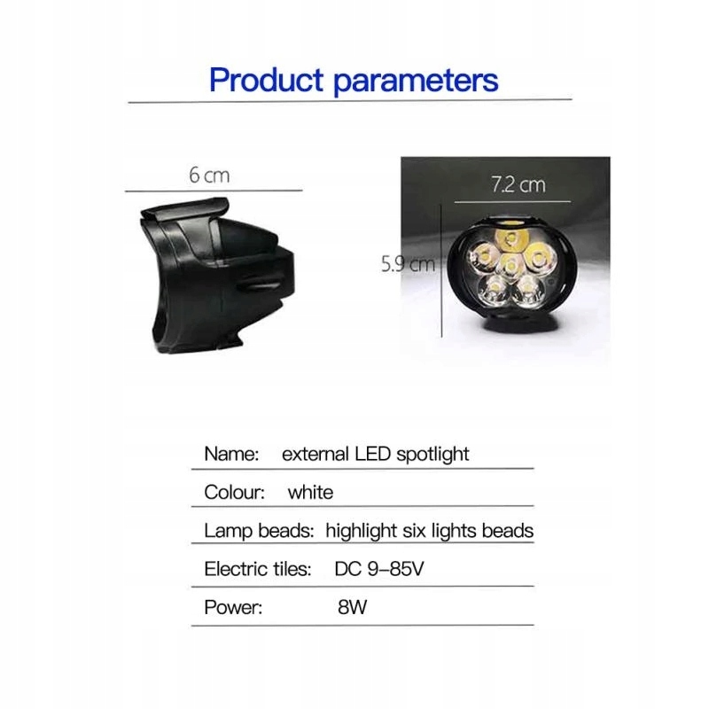 REFLEKTOR HALOGEN LAMPA 12x LED MOTOCYKL MOTOR Kod producenta IJUY201