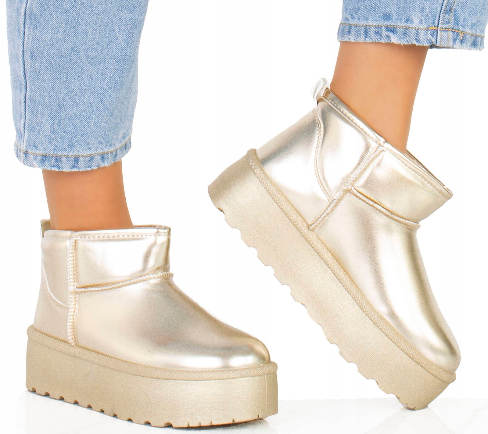 ŚNIEGOWCE ZŁOTE OCIEPLANE BOTKI PLATFORMA 38 Kod producenta SF01-GOLD-38