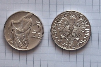 moneta PRL Rybak 5 zł 1974