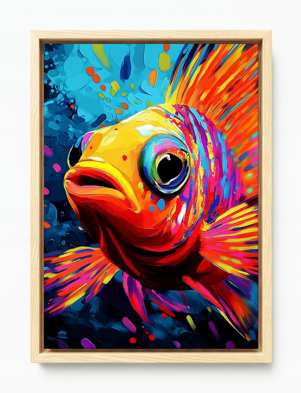 Obraz Rám American Box Barevná Ryba Neon Pop Art Akvárium Rybka 40x60