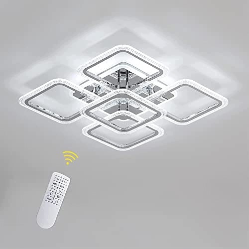 Led stropné svietidlo štvorcové chrómové stmievateľné diaľkové ovládanie moderné do obývačky 74W