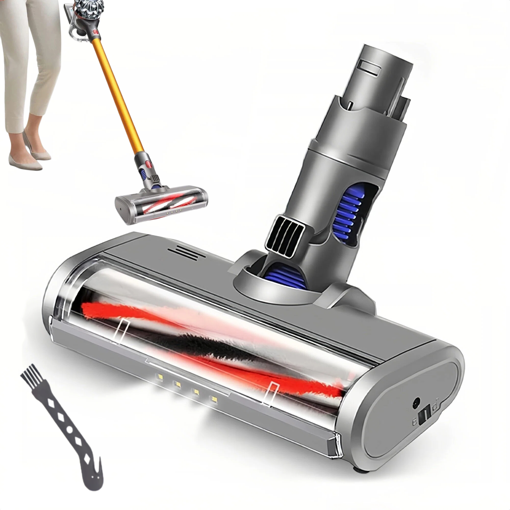 Vyměnitelný kartáč pro Dyson V6/DC58/DC59/DC61/DC62 Led Šedý