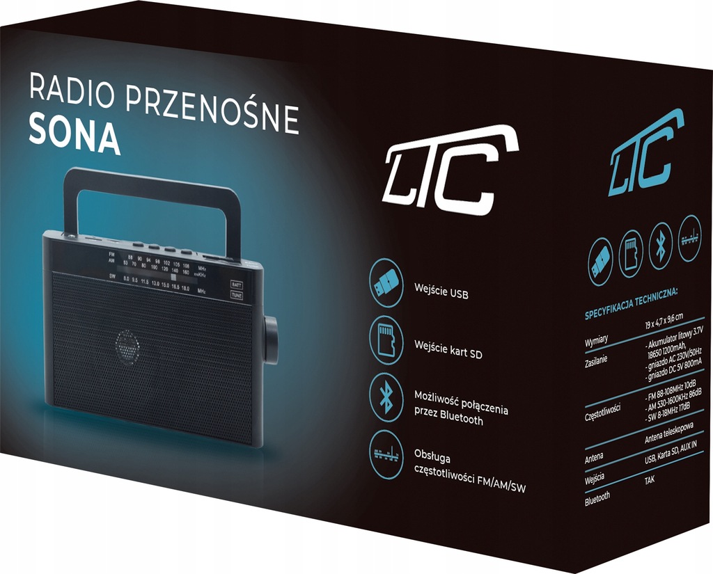 RADIO KUCHENNE NA AKUMULATOR PRZNOŚNE BLUETOOTH USB FM STYLOWE RETRO Marka LTC