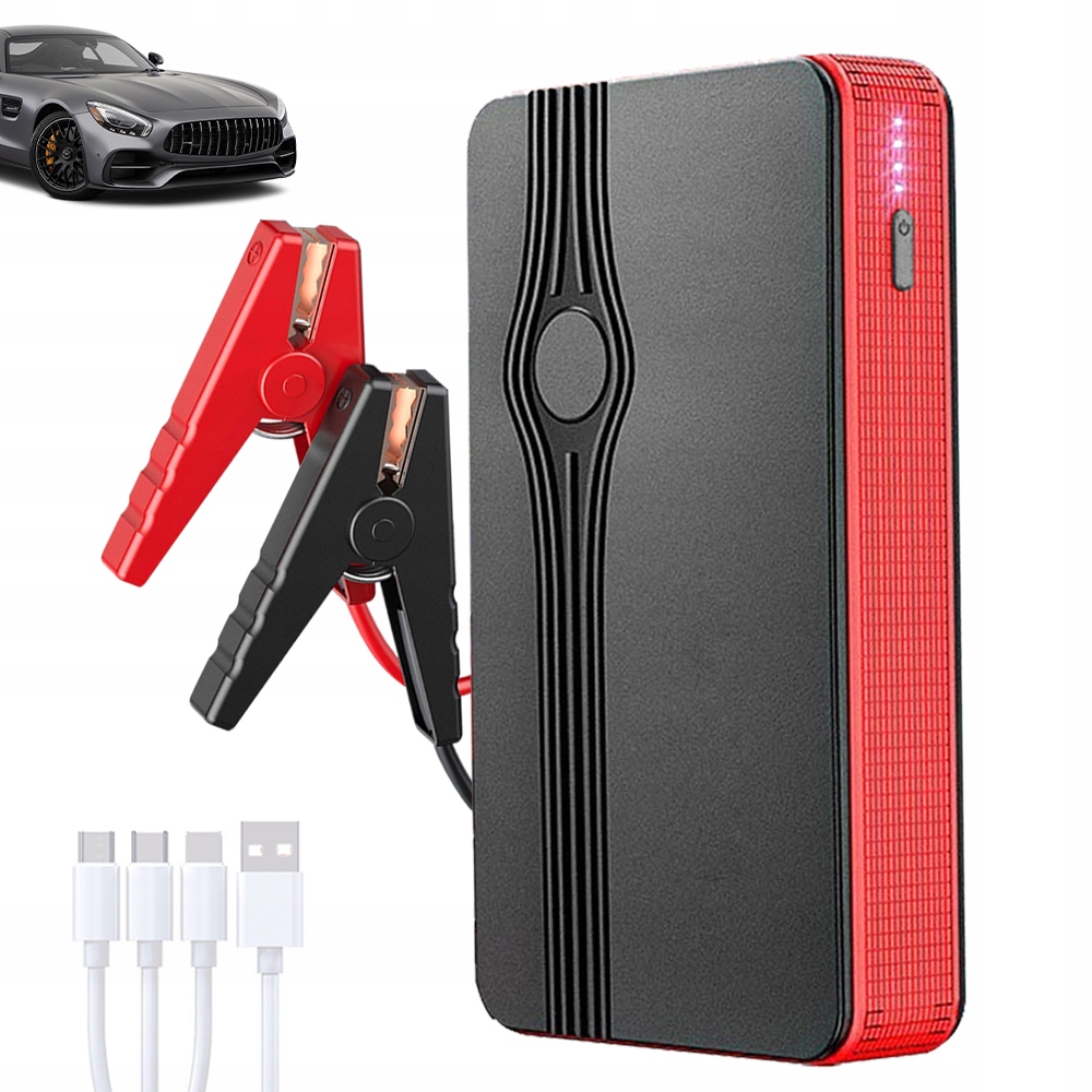 Rozrusznik Samochodowy Mini Lekki 30000MAH 400A Power Bank Usb Led Sos